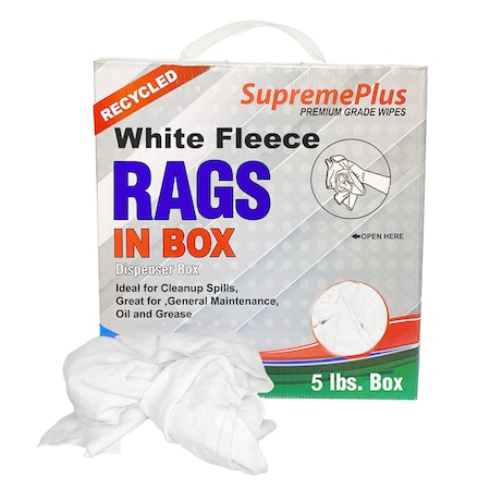 Supremeplus Recycled White Sweatshirt Cleaning Rags 5 lbs. Compressed Box SP-5116