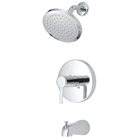 Boston Harbor TubShower, Fixed Mount Showerhead, 175 gpm Showerhead, 1 Spray Settings, Zinc Tub Spout F1A1F507CP