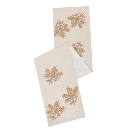 Vickerman 14 x 90 in. Falling Flakes Table Runner - Ecru QTX17404