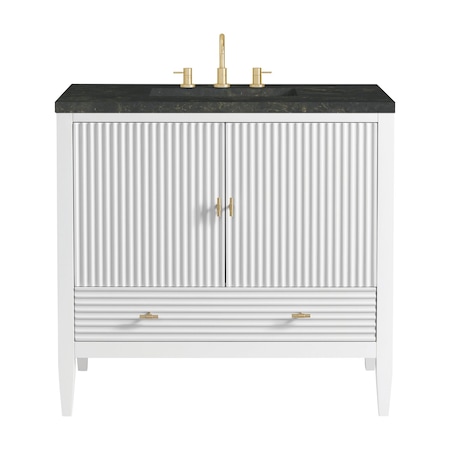 James Martin Vanities Myrrin 36" Vanity, Bright White, w/ 3 CM Phantome Eclos Top 485-V36-BW-3PHT