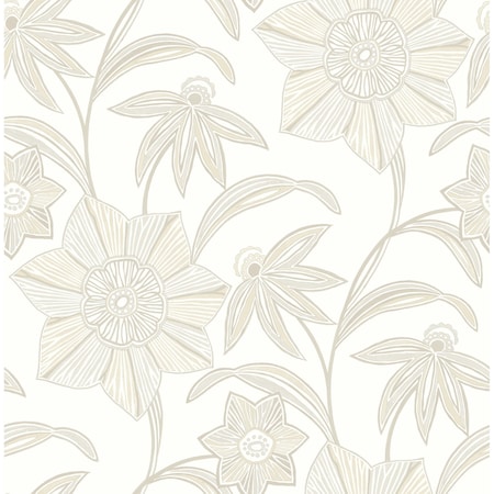 A-Street Prints Star Flower Beige Floral Trail Wallpaper 4172-27515