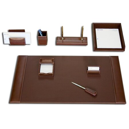Dacasso Rustic Brown Leather 8-Piece Desk Set, 8PK D3212