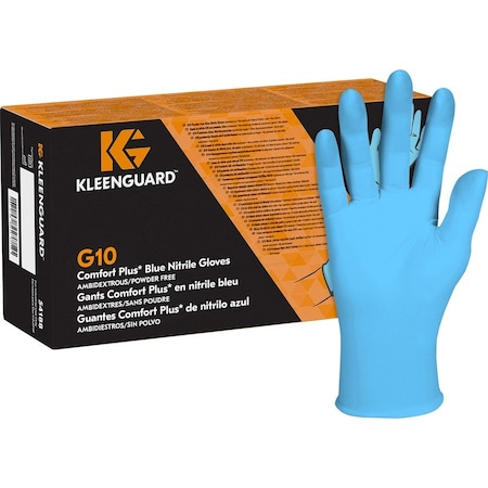 Ansell G10, Disposable Gloves, 4 mil Palm, Nitrile, Powder-Free, L ( 9 ), 100 PK, Blue 54188