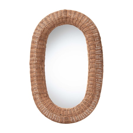 Bali & Pari Brisia Natural Rattan Mirror, Oval-shaped, Natural 260-14232-ZORO