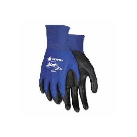 Mcr Safety Ninja Lite N9696 18-ga Nylon PU Coated Gloves, X-Large, Black/Blue, 12PK 127-N9696XL