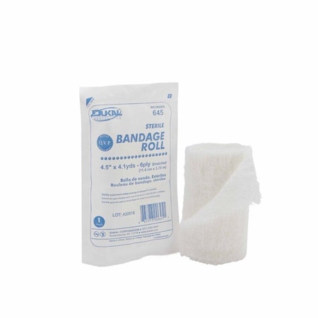 Dukal Fluff Bandage Roll 4-1/2"x4-1/10 Yard 1 per Pack Sterile 6-Ply Roll Shape, 645, 100PK 360488_CS