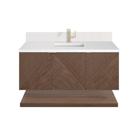 James Martin Vanities Marcello 48 in. Single Vanity, Chestnut w/ Single Hole 3 CM White Zeus Silestone Top & Backsplash D200-V48-CSN-1WZ