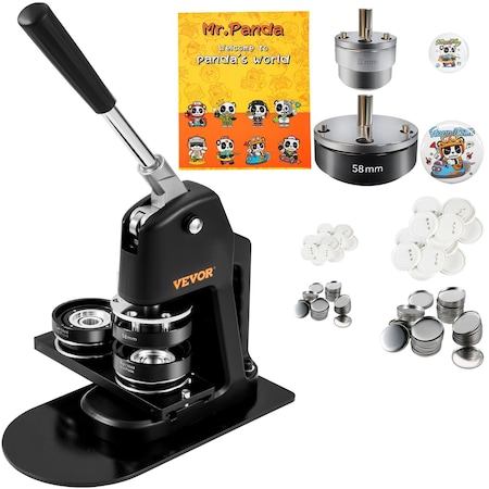 Vevor Button Maker Machine Badge Pin Machine 1.25"+2.25" 500Free Parts Press Kit BJS-32/58-BK-001