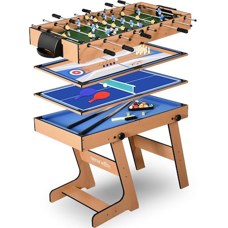 Serenelife 5in1 Folding Multi Game Table, 40 in Full Size Combo Sports Arcade Game with Foosball Soccer, Ping SLMTGTFD81B