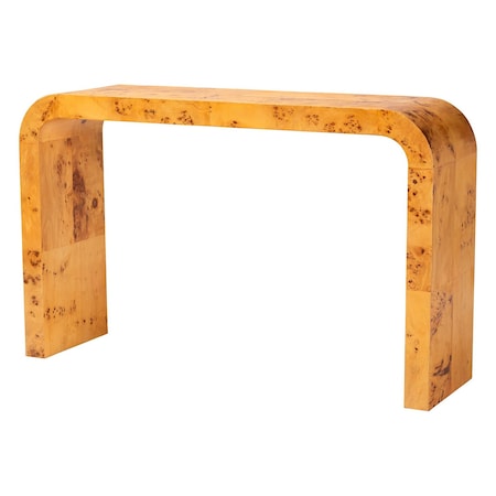 Bali & Pari Revelle Modern and Contemporary Natural Light Mappa Real Burl Wood Console Table 249-13929-ZORO