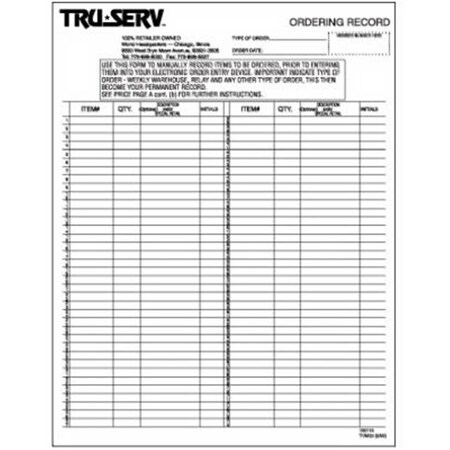 Easy-To-Organize TVM33 -2-98 10.8 x 8.1 in. White 4-Column Order Form - 100 Pack EA3294537