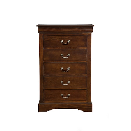 Homeroots 32" Brown Solid Wood Five Drawer Chest 524136