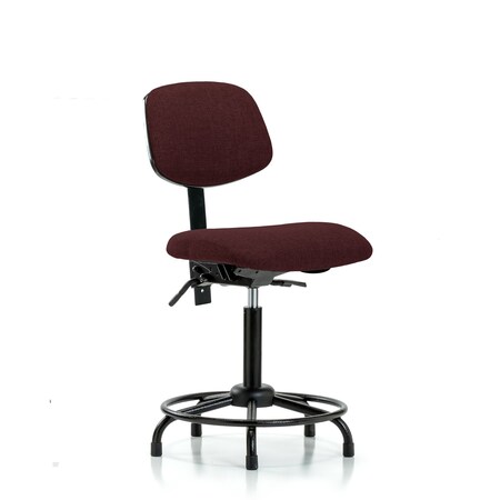 Blue Ridge Ergonomics Chair, Fabric, Med Bench, RT Glides, Bur, No Arms, 22" to 29" Height, Burgundy BR-FMBCH-RT-T0-A0-RG-F41