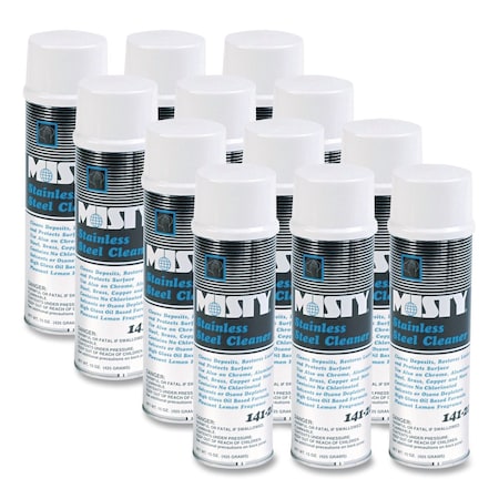 Misty Stainless Steel Cleaner & Polish, Lemon Scent, 15oz Aerosol, PK12 1001541