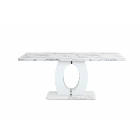 Homeroots 71" White Marble Pedestal Base Dining Table 383826