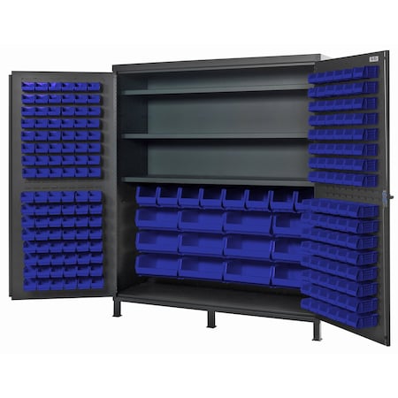 Quantum Storage Systems JUMBO GRAY STORAGE CABINET W/212 BLUE BINS QSC-72SBL
