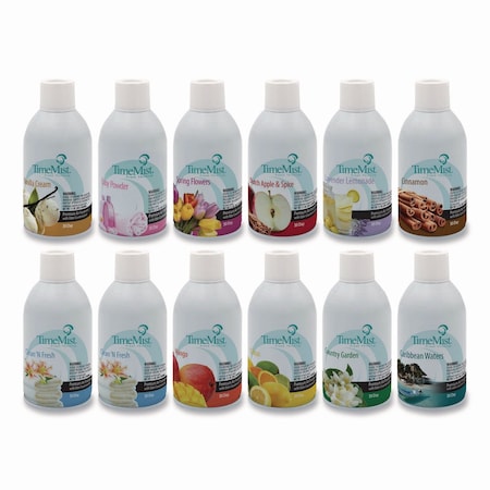 Timemist Premium Metered Air Freshener Refills, Assorted Scents, 7.1 oz Aerosol Spray, 12PK 1050698