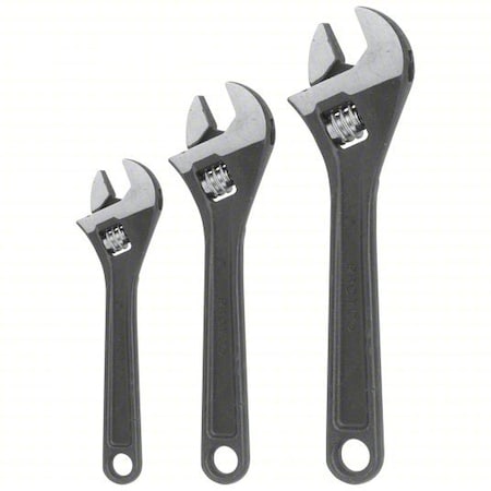 Proto Adjustable Wrench Set, Alloy Steel, Plain J795SA