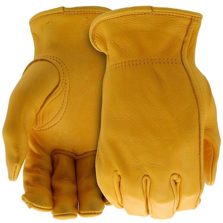 Boss Driver Gloves, Men's, XL, 8-3/8 to 8-3/4 in L, Keystone Thumb, Slip-On Cuff, Deerskin Leather, Gold B84081-XL