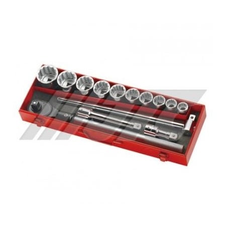 Jtc Auto Tools 3/4in DR x 15pcs Socket Set 12PT, Ratchet Handle, T-Bar, Sockets 22-50mm T615M