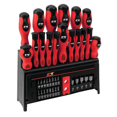 Perform Tool Screwdriver Screwdriver Set; Red/ Black Handle; Magnetic Tips; With Eight Screwdrivers W1727
