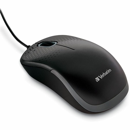 Verbatim Silent Corded Optical Mouse, Black, Optical, Cable, Black, USB Type A, Scroll Wheel, 3 Button(s) 99790
