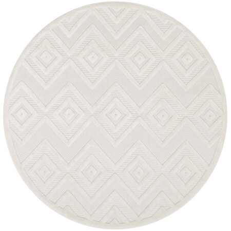 Homeroots 4' Ivory And White Geometric Indoor Outdoor Area Rug 556269
