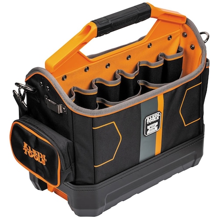 Klein Tools Tool Bag, Black/Orange, 1680d Ballistic Weave Body; Hard Molded Polypropylene Bottom, 33 Pockets 62202MB