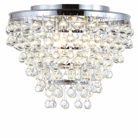 Jonathan Y Toronto 16" Metal/Crystal LED Flush Mount, Chrome JYL9030B