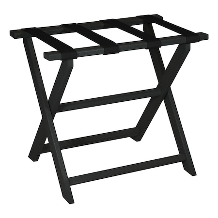 Homeroots Earth Friendly Black Folding Luggage Rack with Black Straps 383082