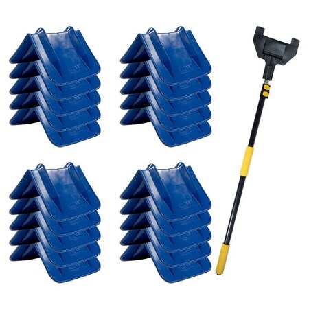 Mytee Products 20PCS 8inx12in Blue V-Edge Flatbed Corner Protectors & 8ft Extension Handle Pole, 20PK PCPVB12B-VB-KIT