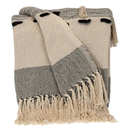 Homeroots Gray Woven Cotton Abstract Throw Blanket 478667