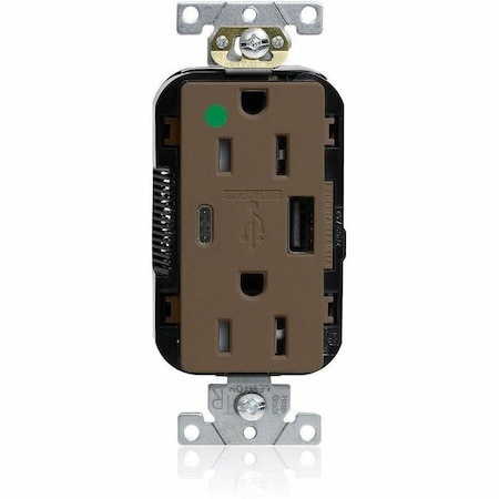 Leviton Straight Blade Receptacle, 5-15R, 15 A, 125V AC, 2 Pole, 3 Wire, Flush Mount, Grounded M56AC-HG
