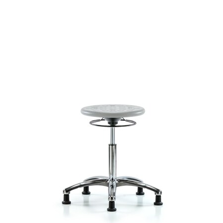 Blue Ridge Ergonomics Class 10  Poly Clean Room Stool - Medium Bench Height with Stationary Glides in Gray Poly CLR-IPMBSO-CR-NF-RG-GRY