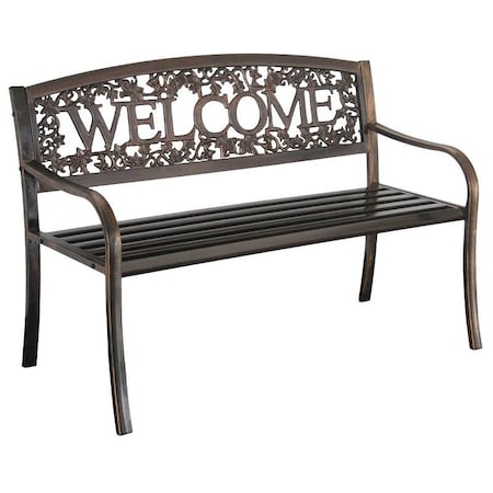 Leigh Country Welcome Bench, 50-1/2 in W, 25 in D, 34 in H, Steel Seat, Steel Frame TX 94101