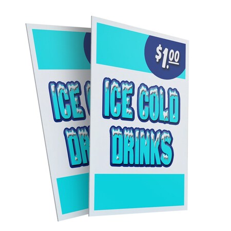 Signmission Ice Cold Drinks, Plastic Signs Only 24 Inch x 36 Inch, Corrugated Plastic, 2PK CSB-2436-2PACK-Ice Cold Drinks 1