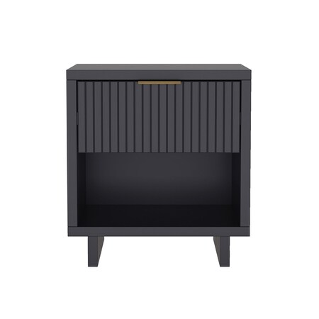 Manhattan Comfort Elara 18 in Solid Wood Nightstand in Charcoal Gray (1-Drawer) NS1794-5