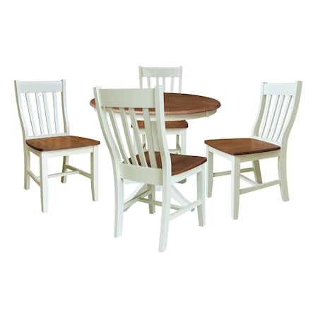 Whitewood Industries Rectangular Extension Dining Table W/ 4 Chairs, 36 in W, 30.1 in L, 48 in H, Parawood, 5 K79-36RXT-27B-C61-4