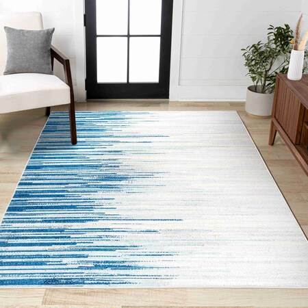 Jonathan Y Linear Modern Half-Stripe Blue/Cream 4 ft. x 6 ft. Area Rug CTP112A-4
