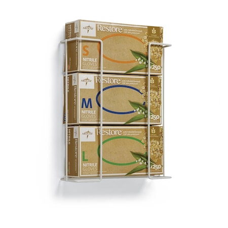 Medline Horizontal-Mount Wire Triple Glove Box Holder, 10PK MDS193094