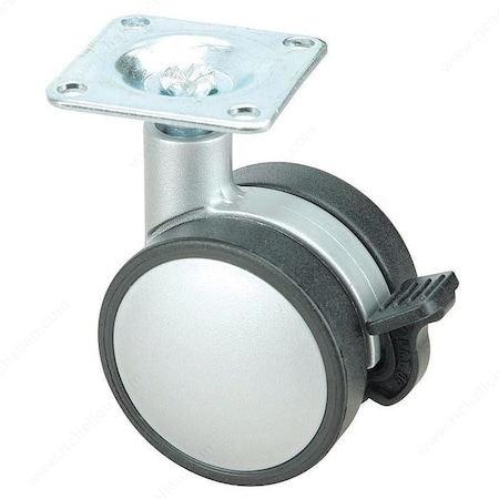 Richelieu Contemporary Twin Wheel Casters, Swivel with Brake, with Plate, Black, Silver 65024021204