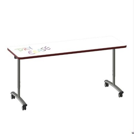 Correll Rectangle Premium Sit To Stand Dry Erase Flip Top Table, 72 in W, 28 in to 38 in H FTS3072DE-80-14-35