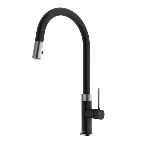 Vigo Bristol Single Handle Pull-Down Sprayer Kitchen Faucet in Stainless Steel and Matte Black VG02033STMB