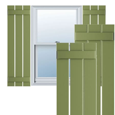 Ekena Millwork True Fit PVC Three Board Spaced Board-n-Batten Shutters, Moss Green , 17 1/8W x 47H, PR TFP101SBF17X047MG