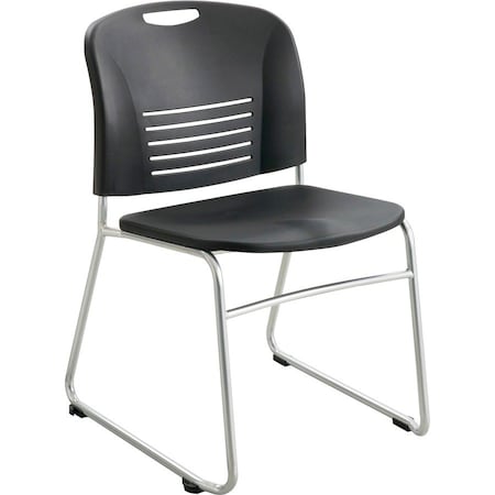Safco VY SERIES STACK CHAIRS, BLACK SEAT/BLACK BACK, SILVER BASE, 2PK 4292BL