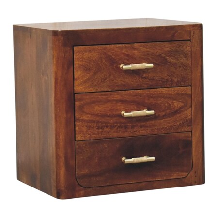 Homeroots 18" Chestnut Solid Wood Three Drawer Nightstand 722548