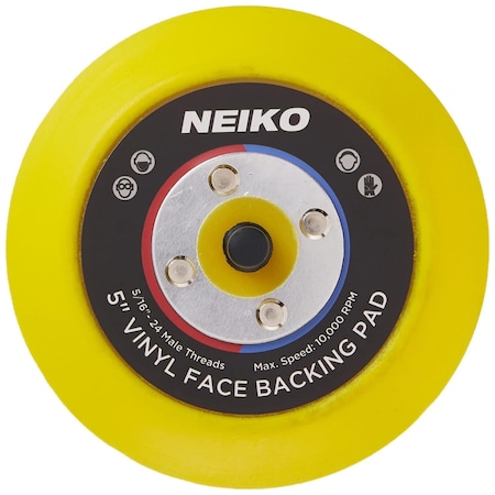 Neiko 5'' Sanding Pad with Vinyl PSA Backing, 5/16'' Arbor with 24 Thread Mounts, 10,000 RPM 30261A