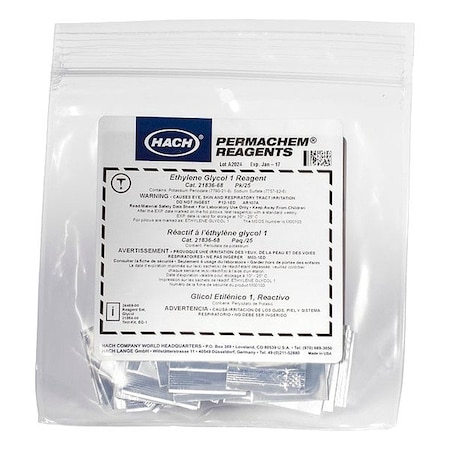 Hach Glycol Test Reagent 1 Powder , Pouch, PK25 2183668