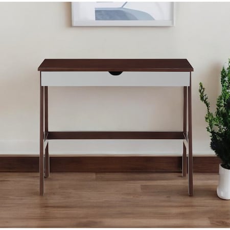 Homeroots 36" Brown and White Writing Desk 530237