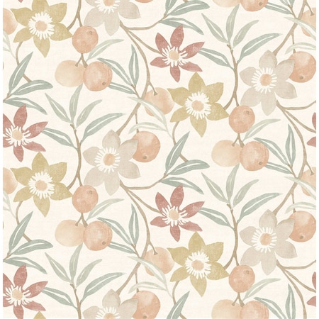 Chesapeake Passiflora Peach Fruit and Floral Wallpaper 4148-27447